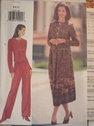 3622 BUTTERICK SO EZ LONG SLEEVE BUTTON TOP,  DIRNDL LONG SKIRT,  PANTS PATTERN 6-10